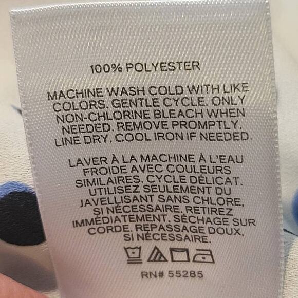 Express long sleeve white black polka dot cropped crossover front blouse - 00 - Picture 7 of 7